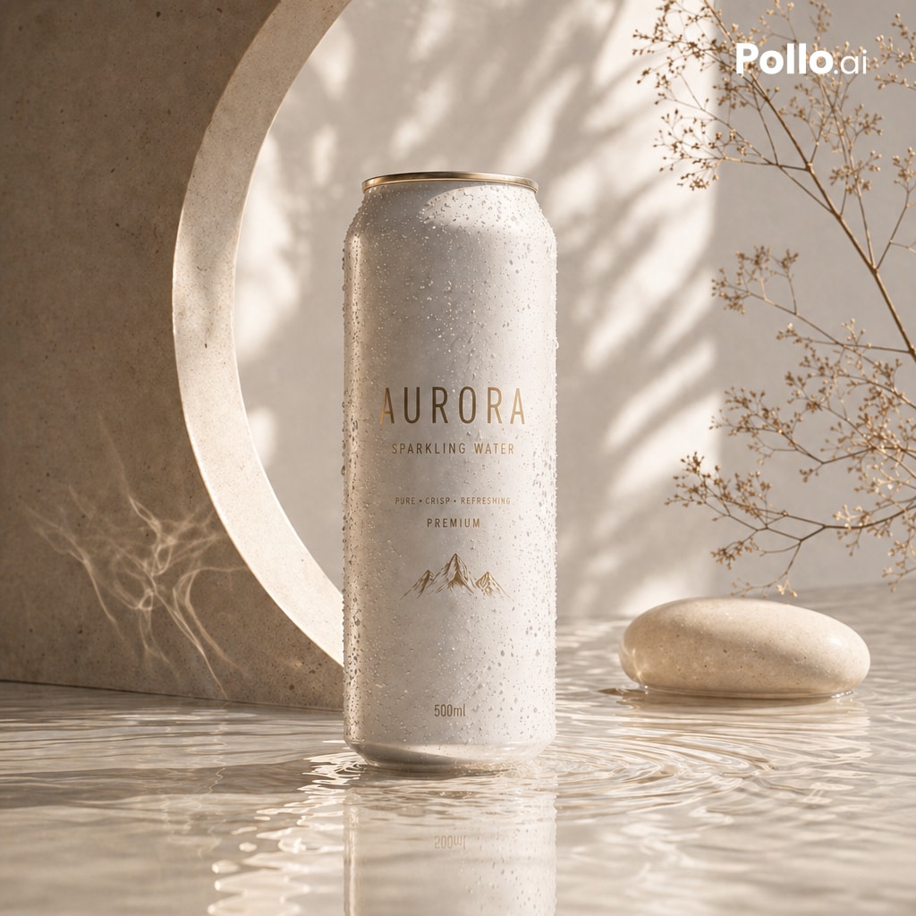 Luxury sparkling water can advertisement