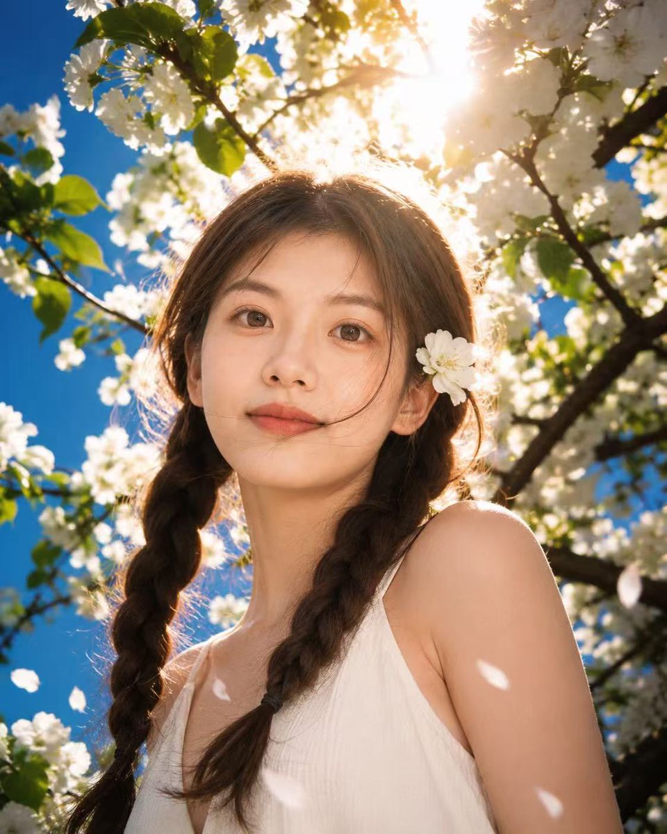 Portrait cinematic realistic cherry blossom dreamy