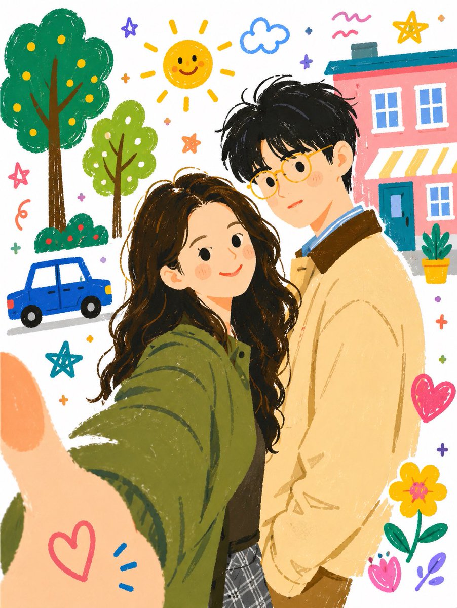 Portrait illustration doodle warm gentle