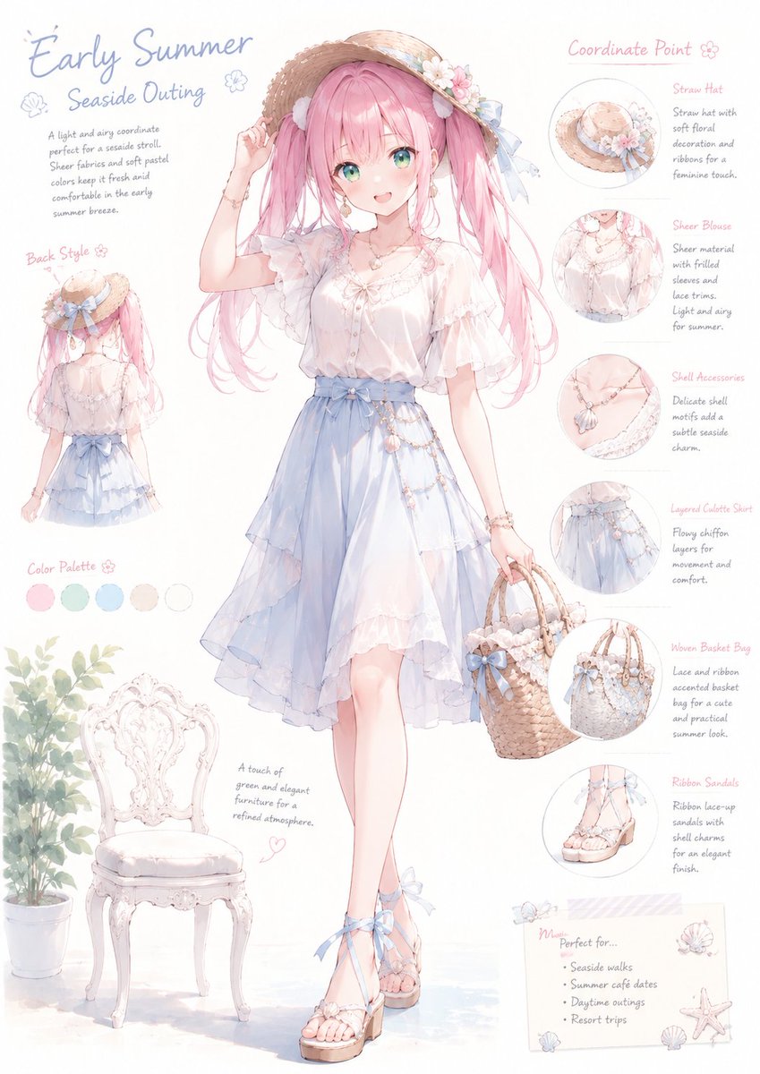 Female anime illustration snow retro cute